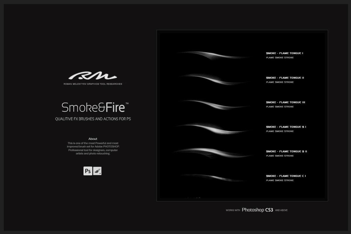 RM Smoke & Fire (PS brushes), a Brush Add-On by R M (Photo 2 of 5)