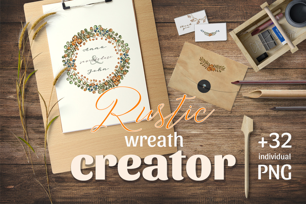 Rustic Wreath Creator, an Illustration by Gray Cat Graphics (Photo 1 of 5)