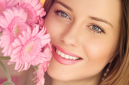 Beauty, holiday and bridal makeup, beautiful woman with pink flo, a Person Photo by Anneleven