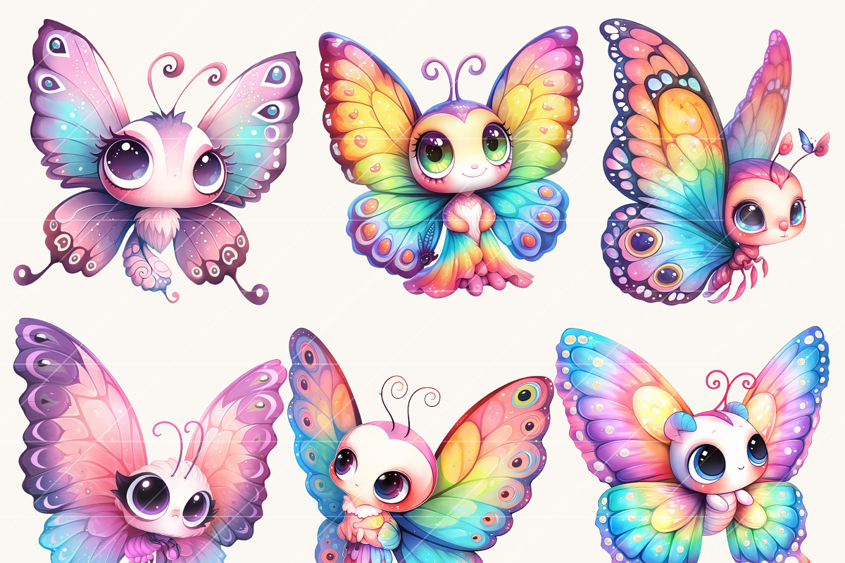 Watercolor Cute Butterflies Clipart, an Animal Illustration by Design Scotch (Photo 4 of 10)