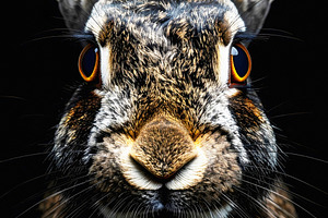 Close-up portrait of a rabbit face with sharp whiskers, an Animal Photo by GoodGoods