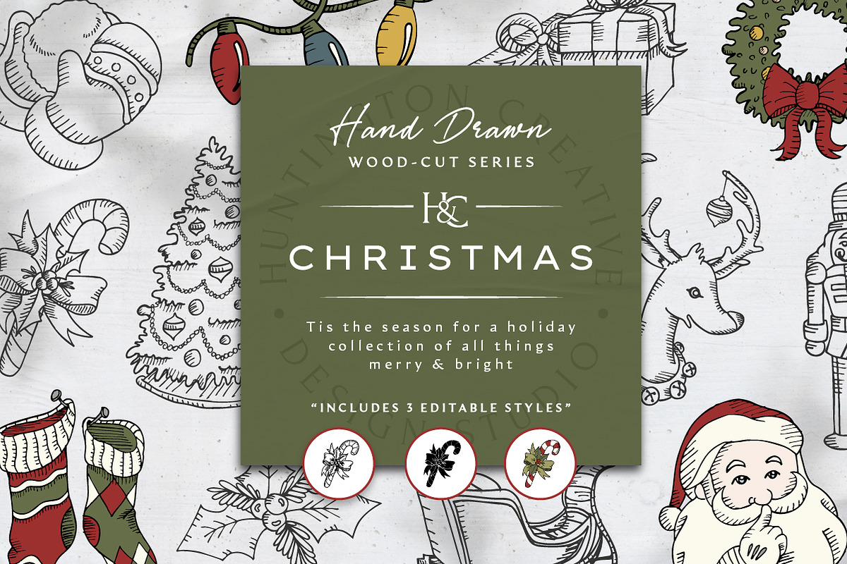 Hand Drawn Christmas Images, a Seasonal Illustration by H&C Drawings & Designs (Photo 1 of 15)