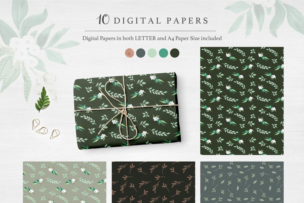 Botanist Watercolor Greenery Leaves, a Texture Illustration by Momo Studio (Photo 8 of 9)