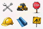 Watercolor Construction Clipart Bund, an Illustration by CreationArt (Thumbnail 4 of 5)