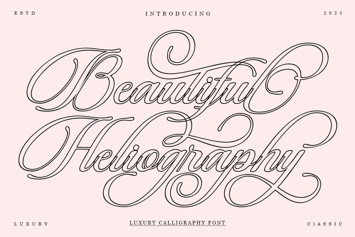 Beautiful Heliography Outline, a Script Font by Has_rizal (Photo 12 of 12)