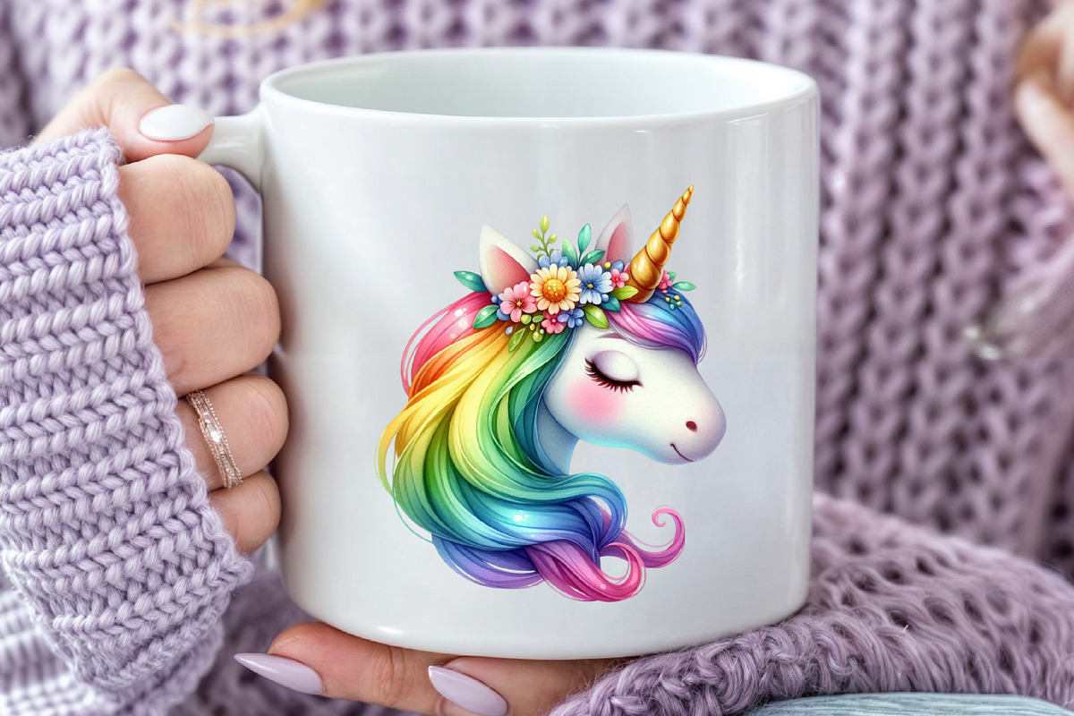 Rainbow Unicorn Watercolor Clipart, an Illustration by Rose Art (Photo 7 of 7)