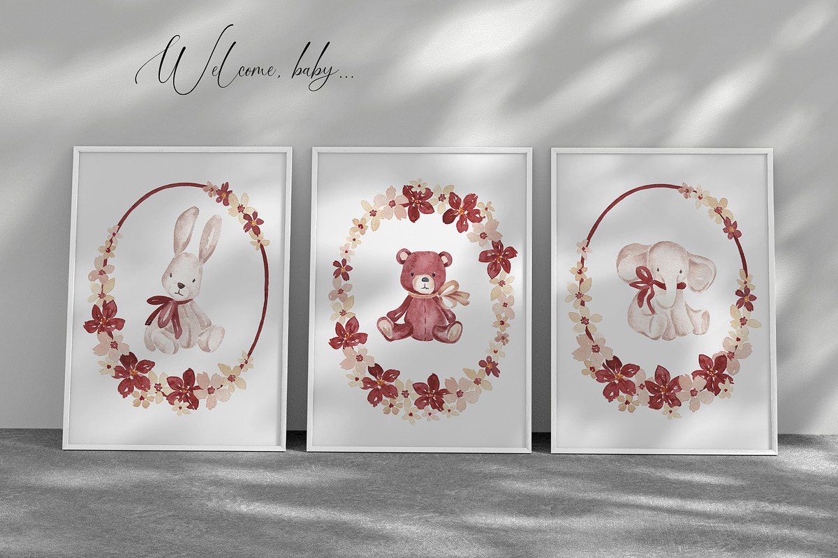 Retro Baby Shower Set, an Object Illustration by SirenaArt (Photo 2 of 21)