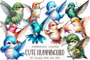 Cute Hummingbird Clipart, an Illustration by OK Design (Thumbnail 1 of 5)