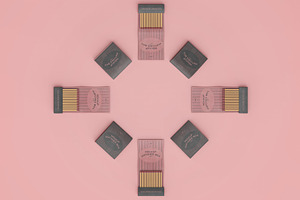 3d Top View Of Matchboxes Mockup