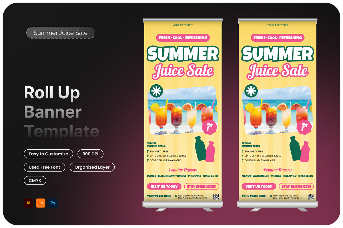 Summer Juice Sale Roll Up Banner, a Flyer Template by Annora Studio (Photo 1 of 6)