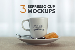 3 Espresso Coffee Cup Mockups