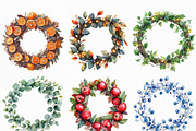 Watercolor Christmas Wreath Clipart, an Illustration by Craft Nest (Thumbnail 4 of 6)