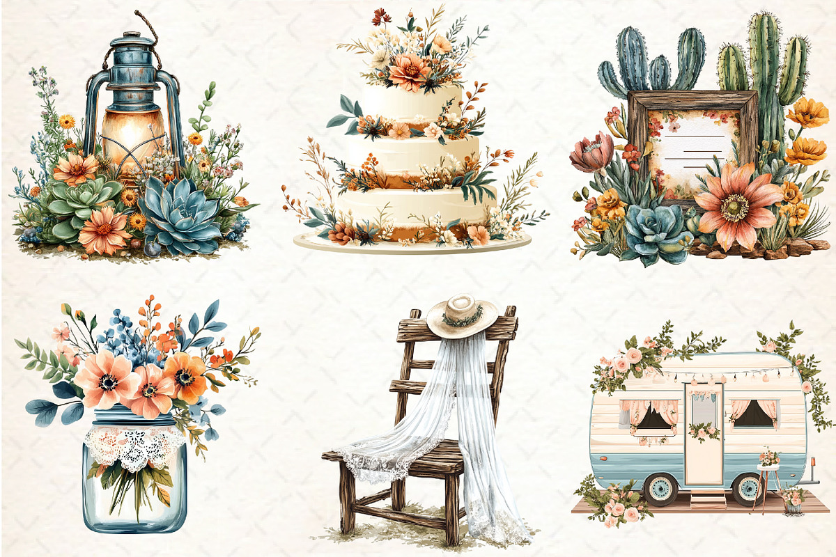 Western Boho Wedding Clipart, an Illustration by Libby Wishes (Photo 5 of 5)