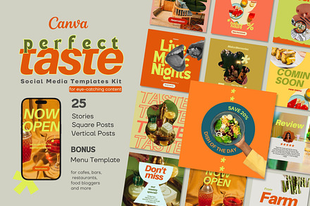 Perfect Taste Social Media Kit, a Social Media Template by Cat In Colour