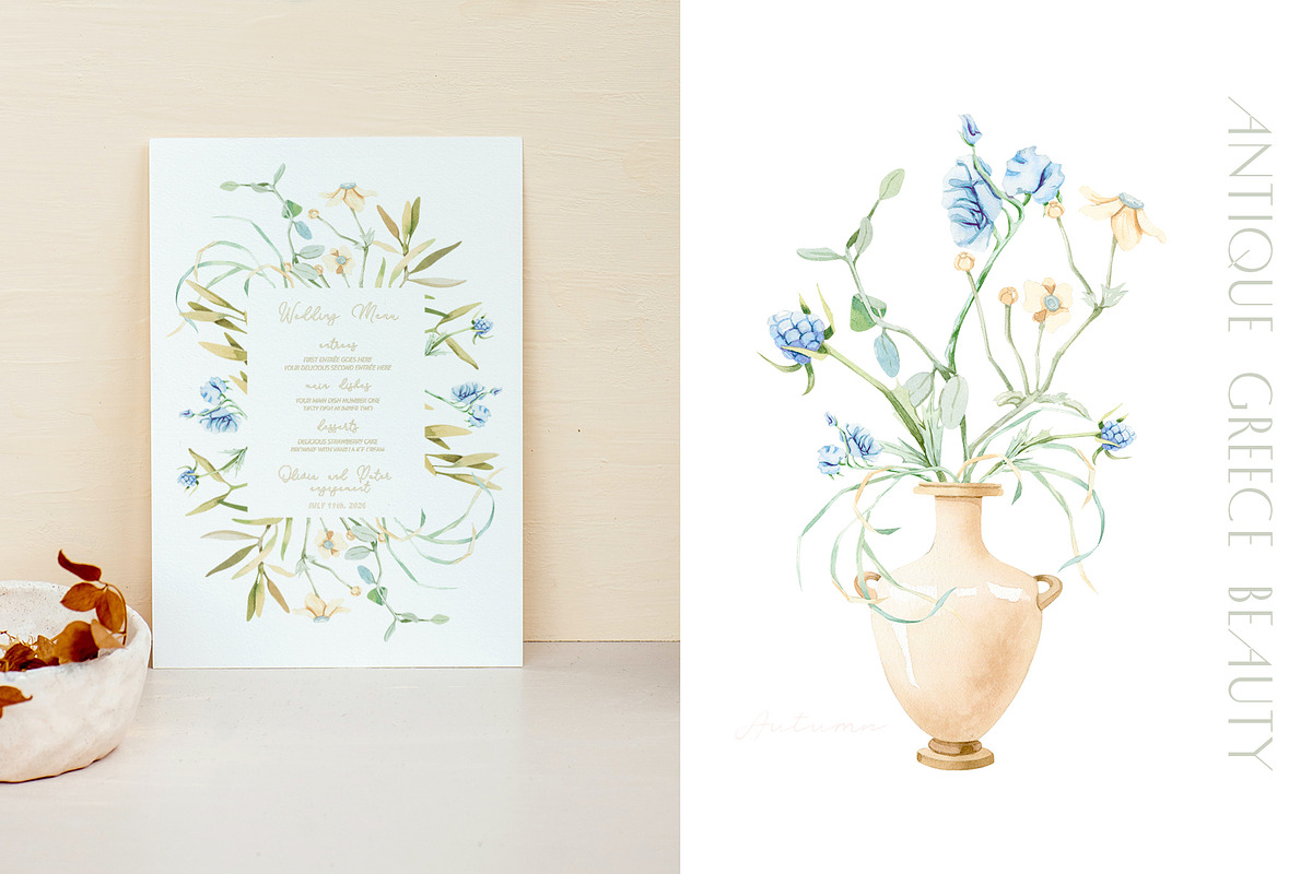 Ancient Greece Watercolor Clipart, a Decorative Illustration by Julia M. Watercolor (Photo 6 of 14)