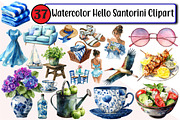Watercolor Hello Santorini Clipart, an Illustration by Design Market (Thumbnail 1 of 3)