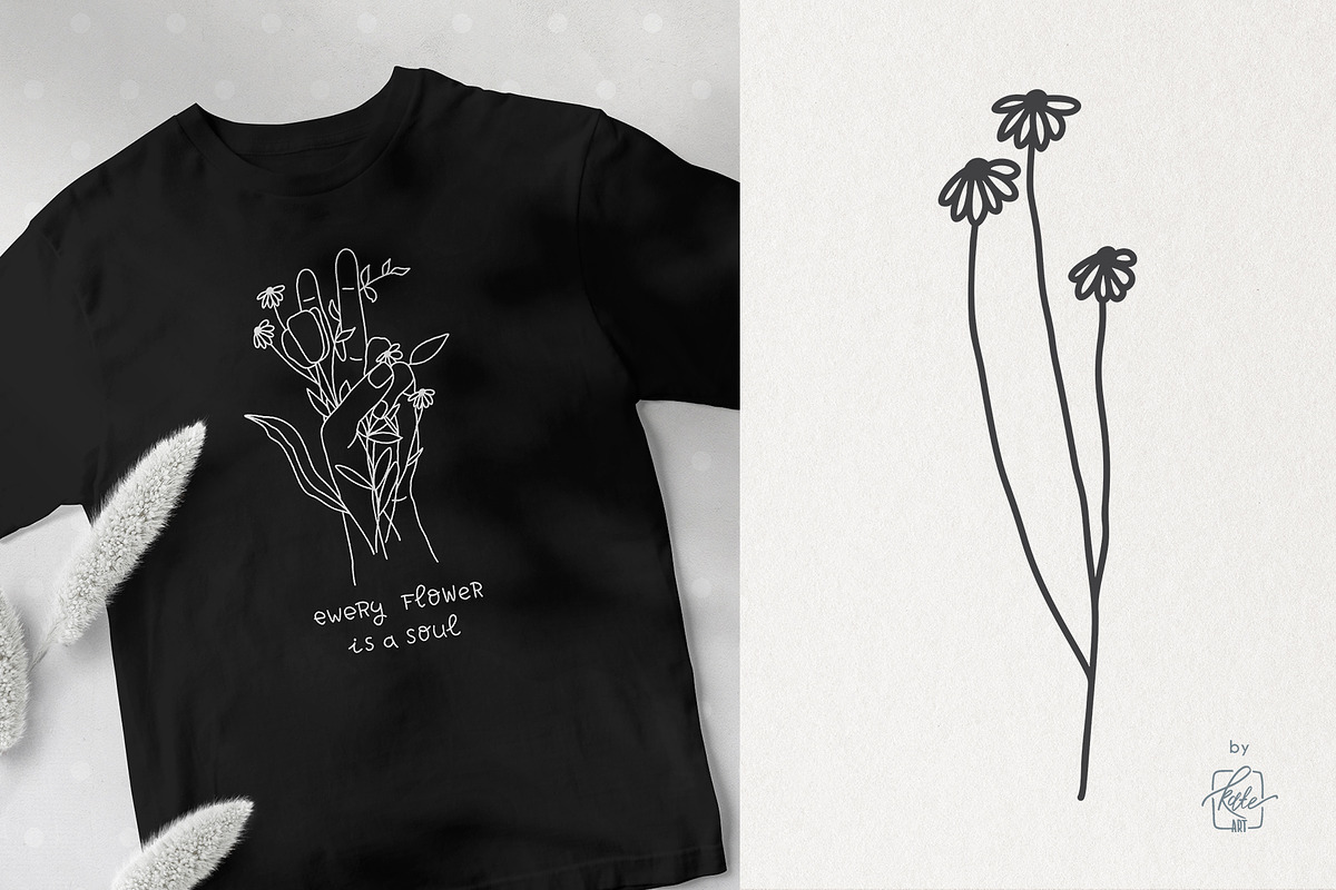 WILDFLOWER LINE ART, an Object Illustration by Kate Art (Photo 20 of 22)