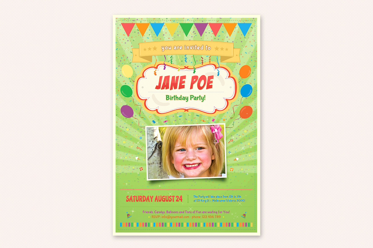 Kids Birthday Party Flyer - Vol 02, a Flyer Template by Sargatal (Photo 4 of 7)