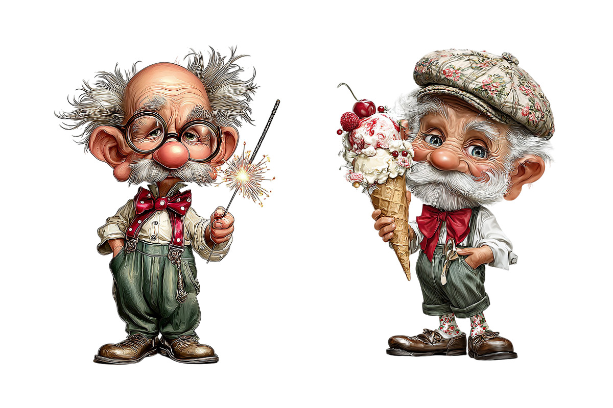 Whimsical Old Man Birthday Clipart, an Illustration by Craft Nest (Photo 3 of 8)