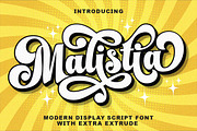 Malistia (Regular + Exrude), a Script Font by IM Studio (Thumbnail 1 of 7)