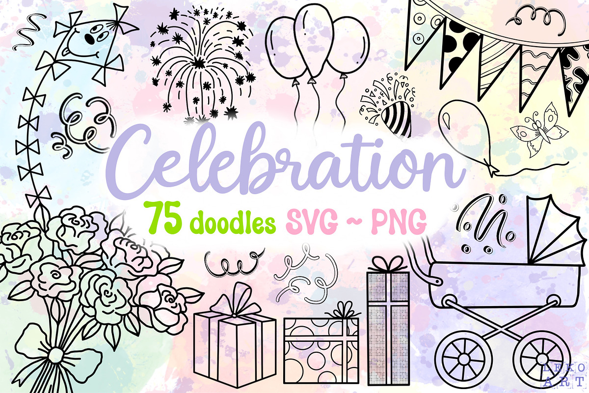 Celebration SVG doodles, an Illustration by LekoArt (Photo 1 of 5)
