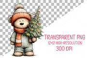 Whimsical Christmas Bear Clipart PNG, a Seasonal Illustration by Canvas Craft (Thumbnail 2 of 10)