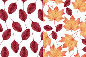 Autumn Leaves 4 Seamless Patterns