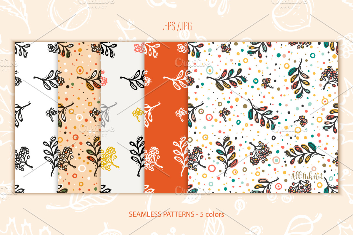 Autumn Floral Patterns & Cliparts, a Pattern Graphic by AllNikArt (Photo 4 of 5)