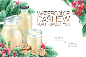Watercolor cashew and milk