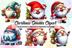 Watercolor Christmas Gnomes Clipart, a Person Illustration by Libby Wishes