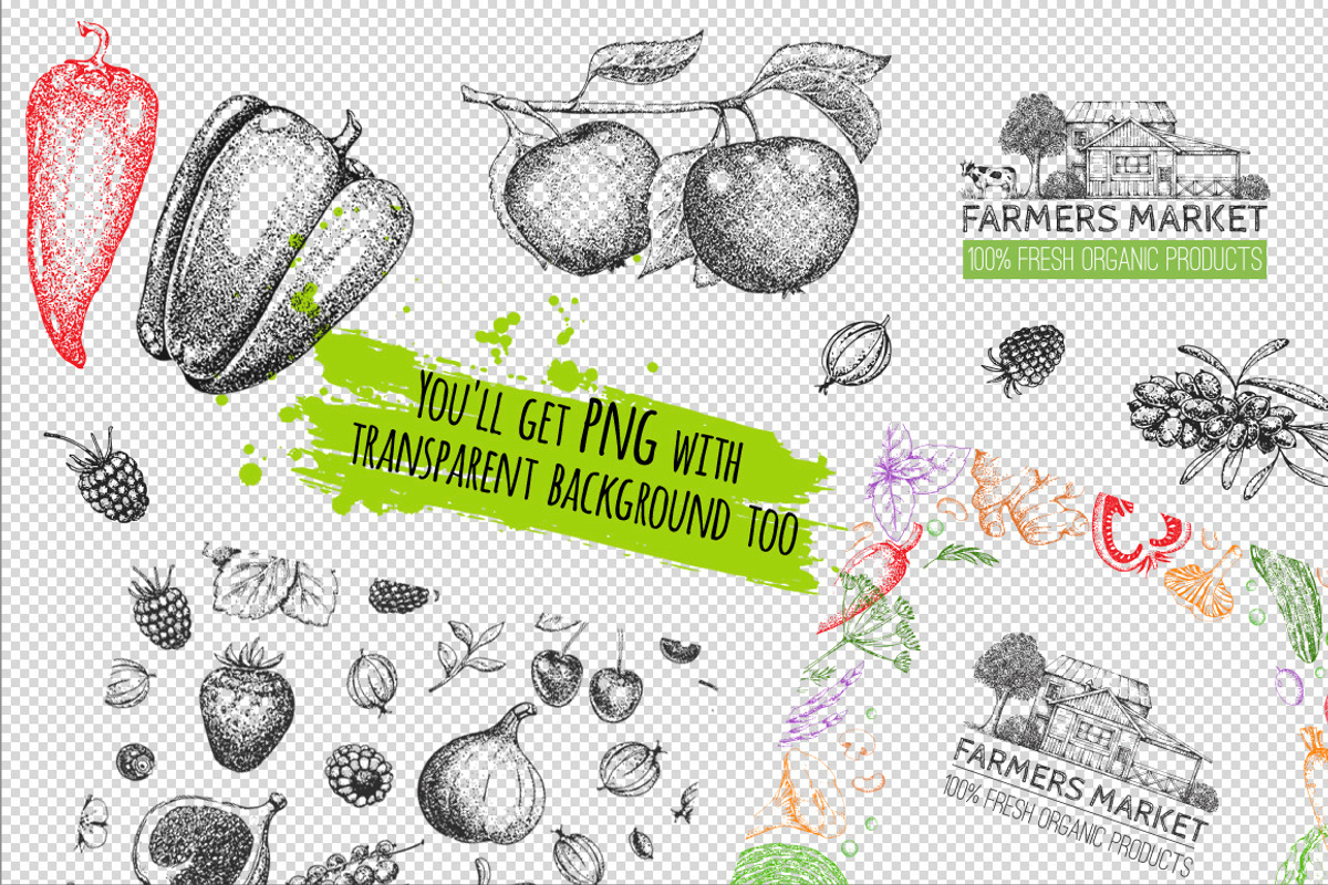 Hand drawn vegetables and fruit, a Decorative Illustration by Ulafant (Photo 13 of 25)