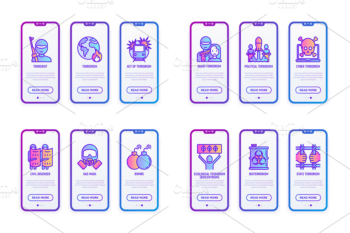 Stop Terrorism | 16 Thin Line Icons, an Outline Icon by Alex Blogoodf (Photo 9 of 11)