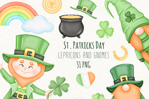 St Patricks Day Gnome Irish Clipart