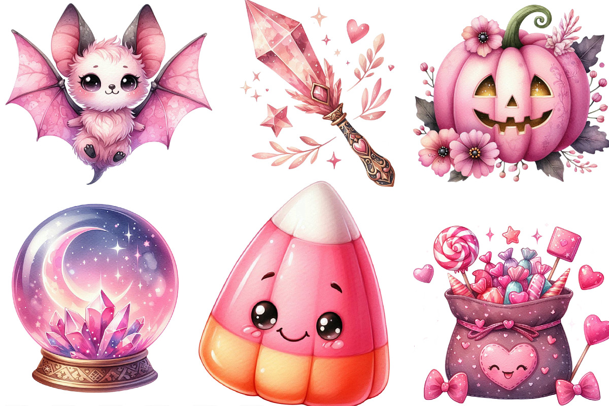 Pink Halloween Sublimation Clipart, an Illustration by Designking (Photo 3 of 4)