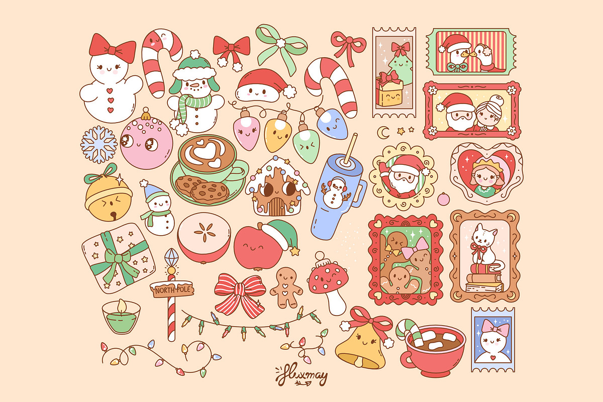 Cute Cozy Christmas Clipart Bundle, a Seasonal Illustration by Huxmay (Photo 4 of 8)