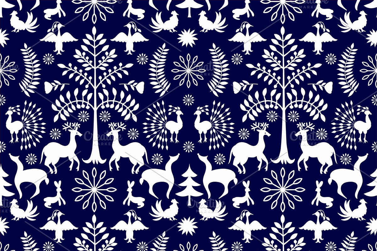 Otomi Style Winter Pattern, a Pattern Graphic by alexmakarova (Photo 2 of 2)