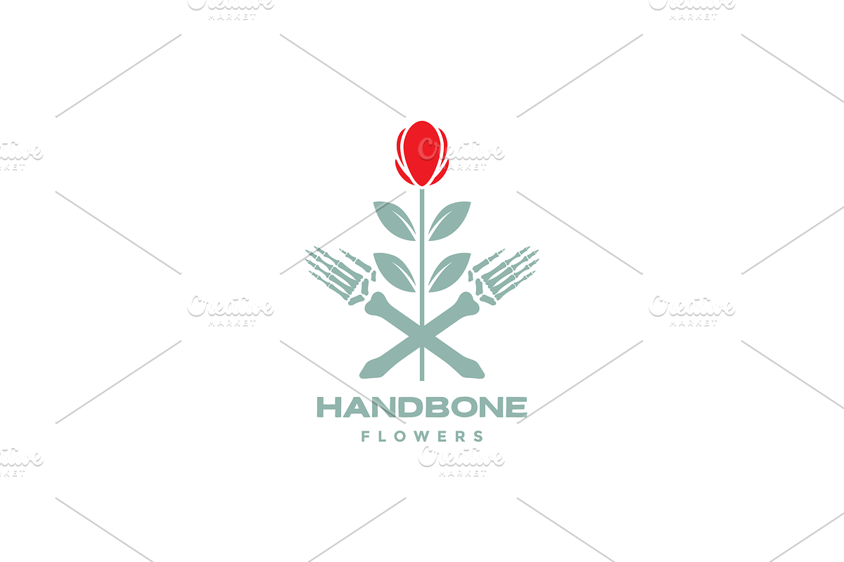 hand bones with flowers rose logo, a Branding & Logo Template by devastd