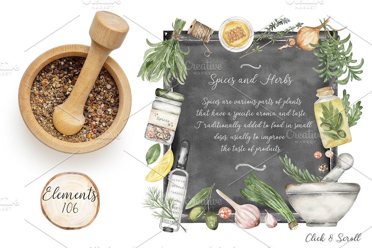 Watercolor Herbs and Spices, a Food Illustration by MayaNavits (Photo 3 of 13)