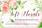 Soft Florals Watercolor Design Set, an Illustration by Art by Lin (Thumbnail 1 of 7)