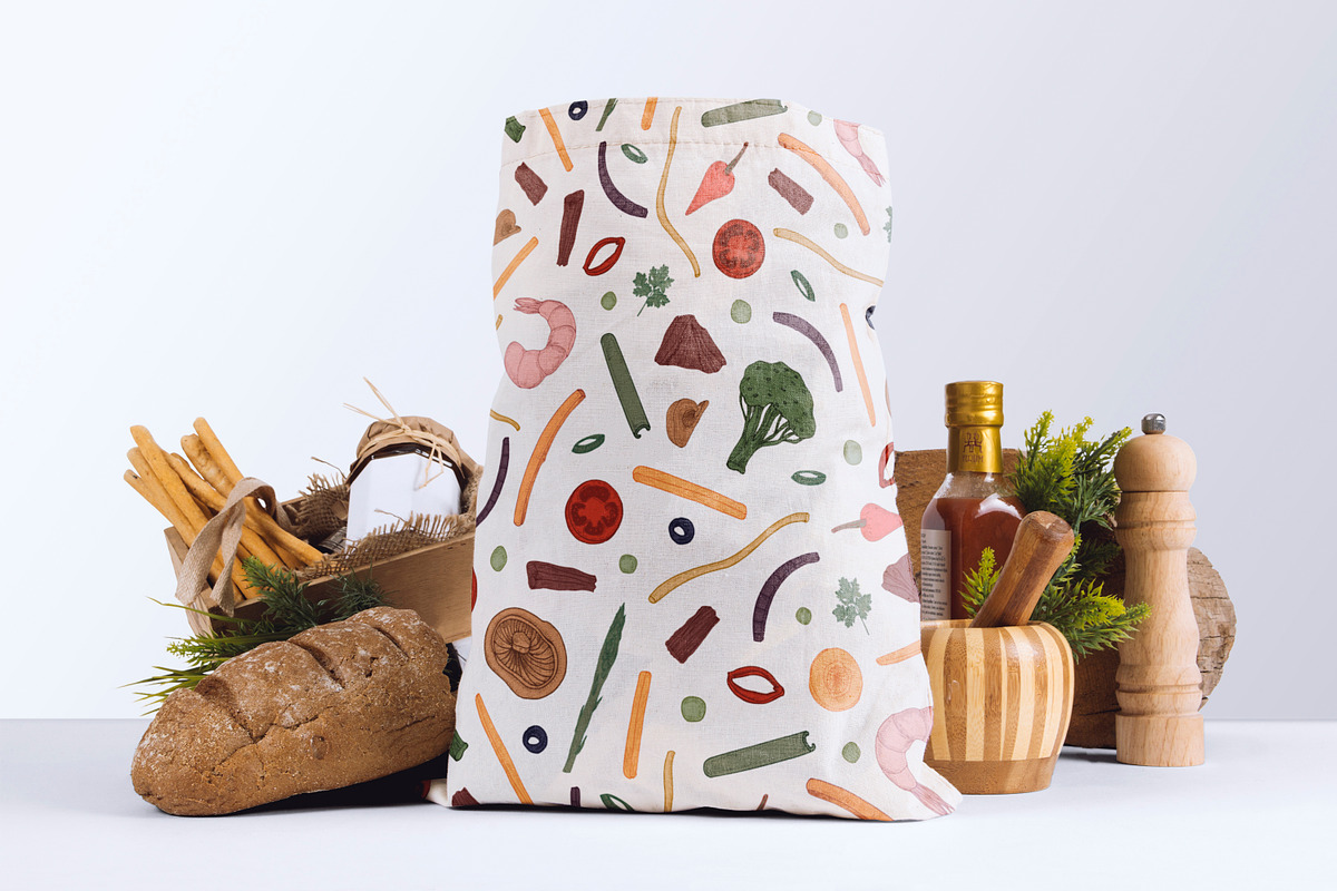 Wok food cards, seamless patterns, a Food Illustration by Good Studio (Photo 12 of 13)