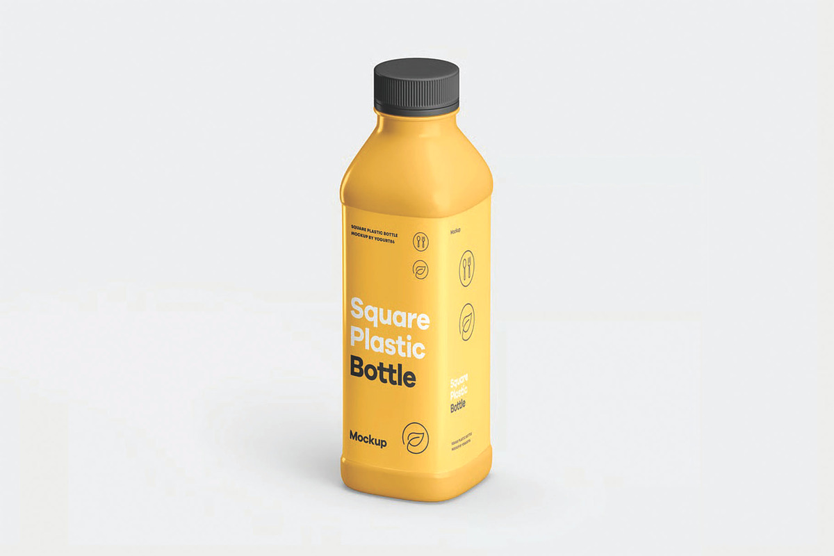 Square Plastic Bottle Mockup, a Packaging Mockup by DesignRushMarket (Photo 8 of 9)
