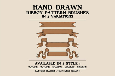 Retro ribbon vector pattern brushes