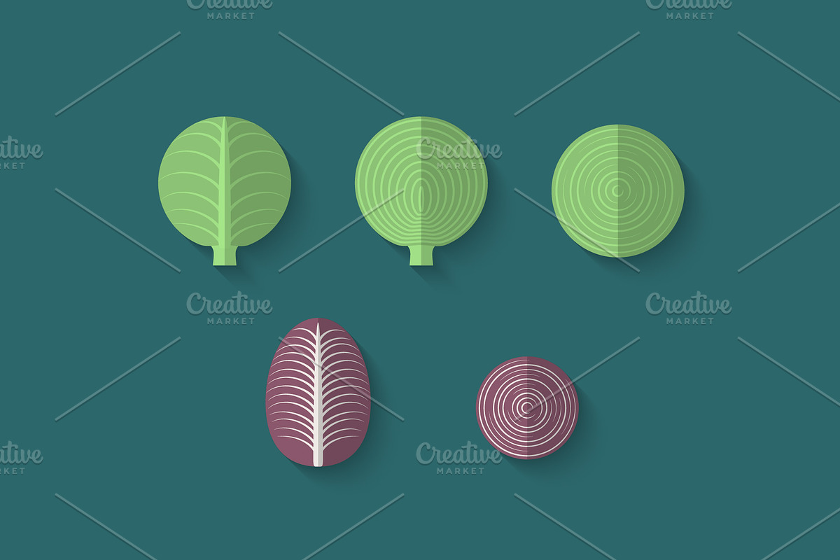 Flat Vegetables Set, an Illustration by Alex Serada (Photo 5 of 17)