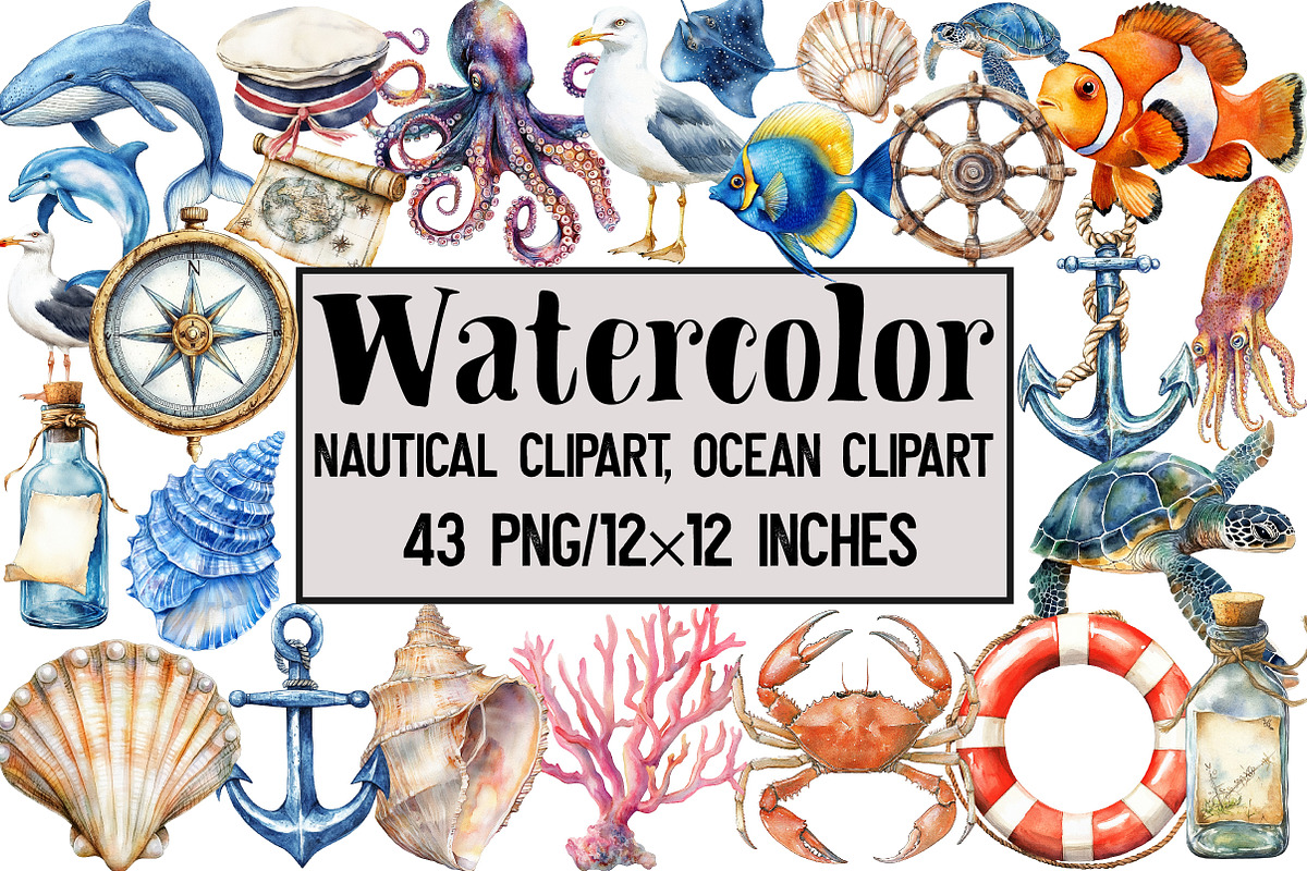 Nautical Clipart, Ocean Clipart, an Illustration by Design Market (Photo 1 of 3)