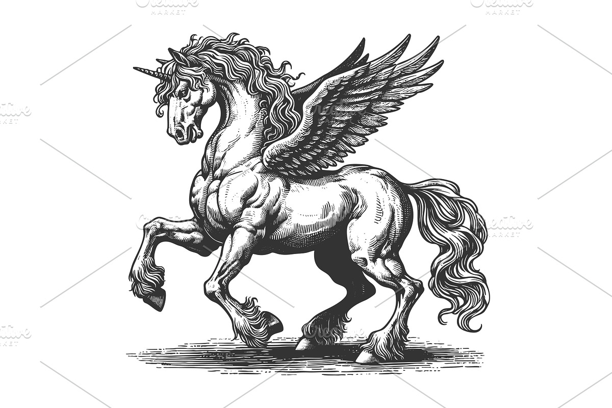 Majestic Winged Unicorn vector, an Animal Illustration by AlexArt