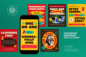 Kindergarten Education Instagram Set, a Social Media Template by graphicook