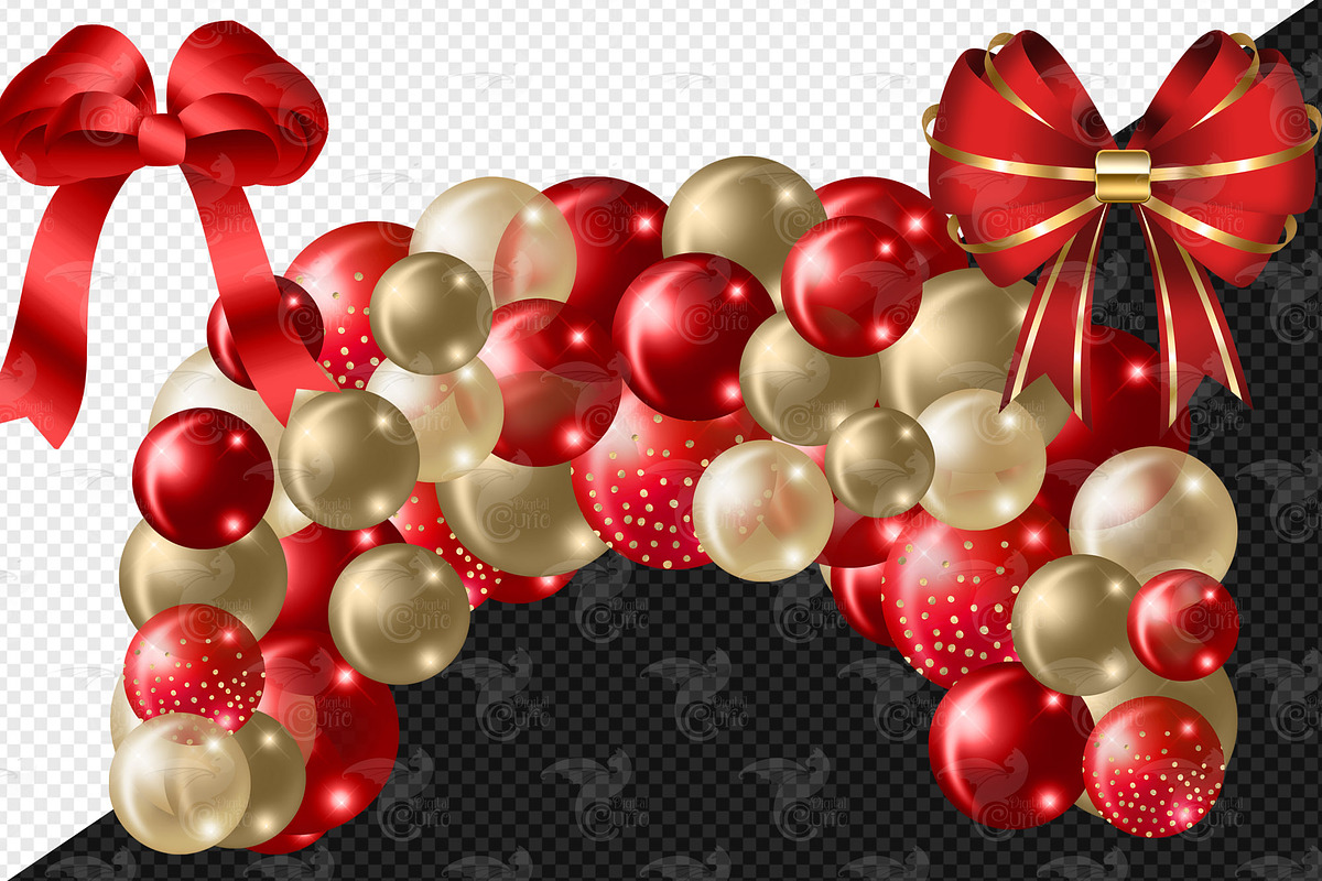 Red and Gold Balloon Arches, an Illustration by Digital Curio