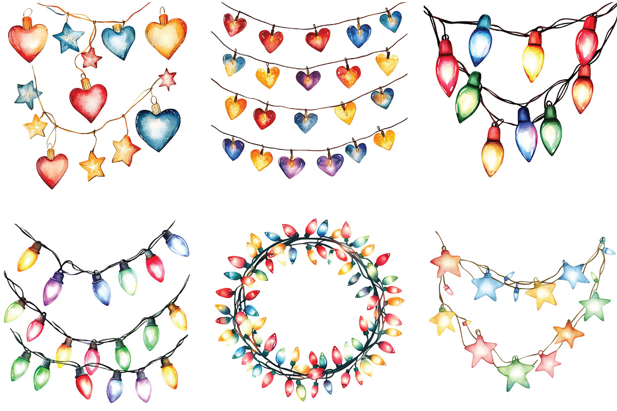 Sparkling Christmas Lights Clipart, an Illustration by CraftArtStudio (Photo 3 of 6)