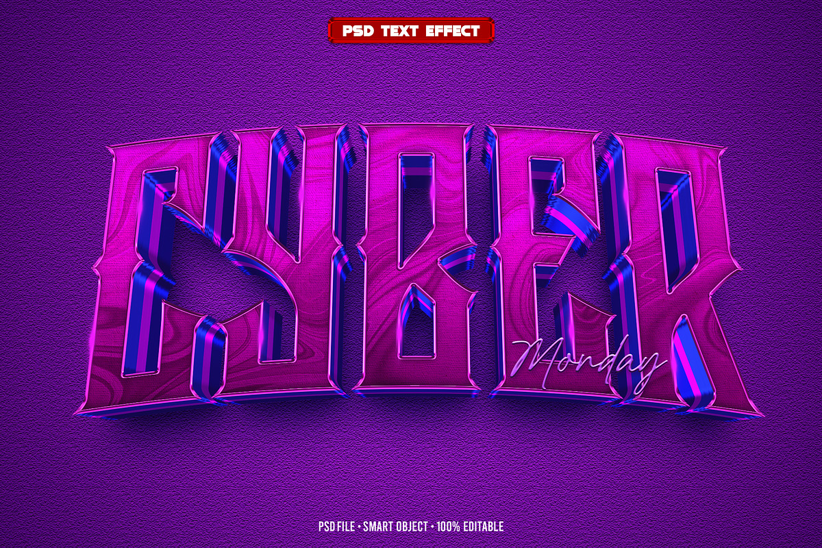 Cyber Monday 3D editable text effect, a Layer Style Add-On by Hello Muh