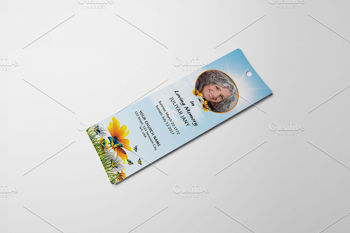 Funeral Bookmark Template V01, a Card Template by Template Shop (Photo 2 of 5)